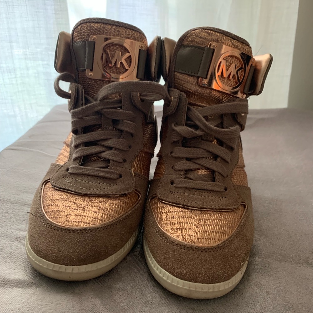 Michael Kors high top, small heel sneaker